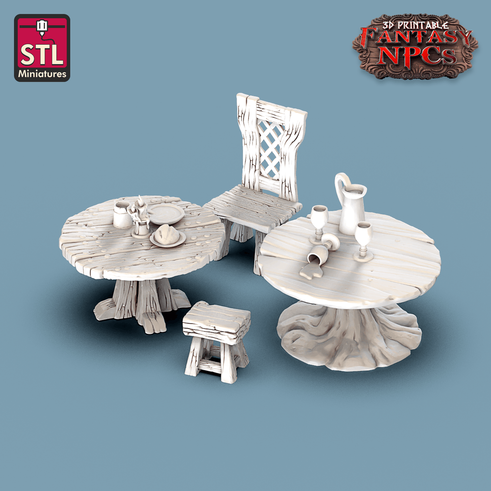 3D Printed STL Miniatures Inn Tavern Set Fantasy NPC 28mm - 32mm War Gaming D&D (Online Only)
