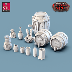 3D Printed STL Miniatures Inn Tavern Set Fantasy NPC 28mm - 32mm War Gaming D&D (Online Only)