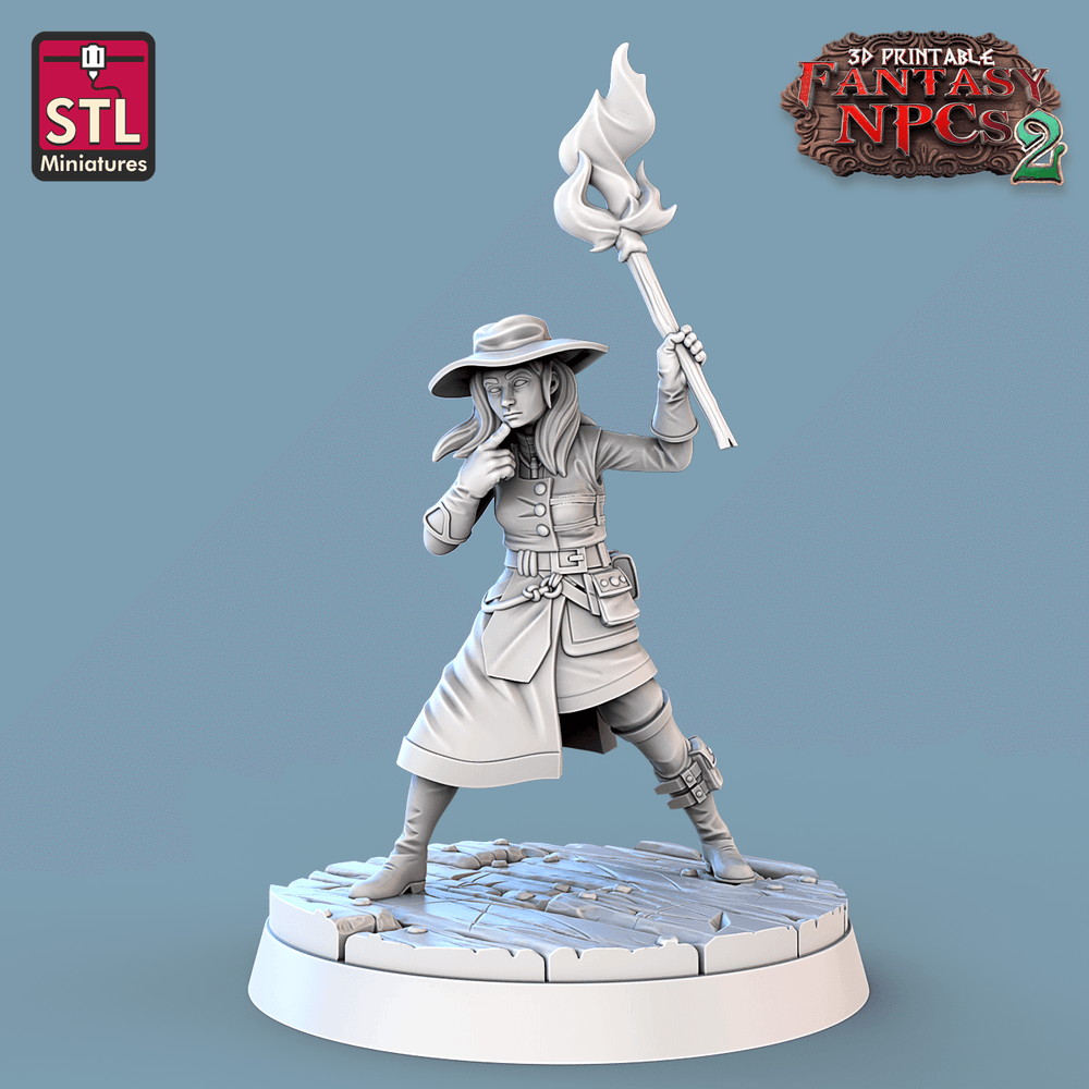 3D Printed STL Miniatures Investigator Set Fantasy NPC 2 | 28 - 32mm War Gaming D&D (Online Only)