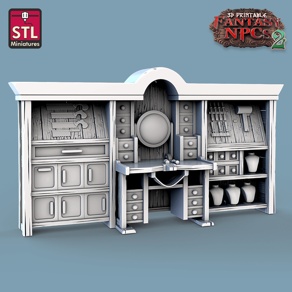 3D Printed STL Miniatures Jewelers Set Fantasy NPC 2 | 28 - 32mm War Gaming D&D (Online Only)