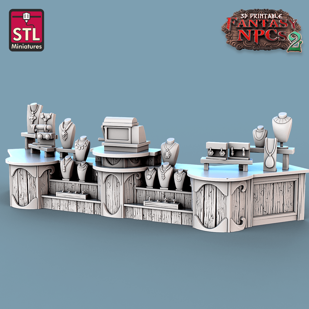 3D Printed STL Miniatures Jewelers Set Fantasy NPC 2 | 28 - 32mm War Gaming D&D (Online Only)