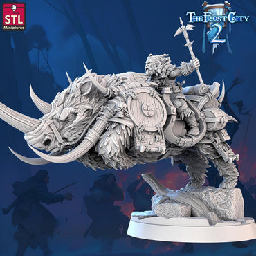 3D Printed STL Miniatures Kornovik Woolly Rhino The Frost City 2 28 - 32mm War Gaming D&D (Online Only)