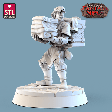 3D Printed STL Miniatures Laundry Set Fantasy NPC 28mm - 32mm War Gaming D&D (Online Only)