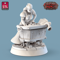 3D Printed STL Miniatures Laundry Set Fantasy NPC 28mm - 32mm War Gaming D&D (Online Only)