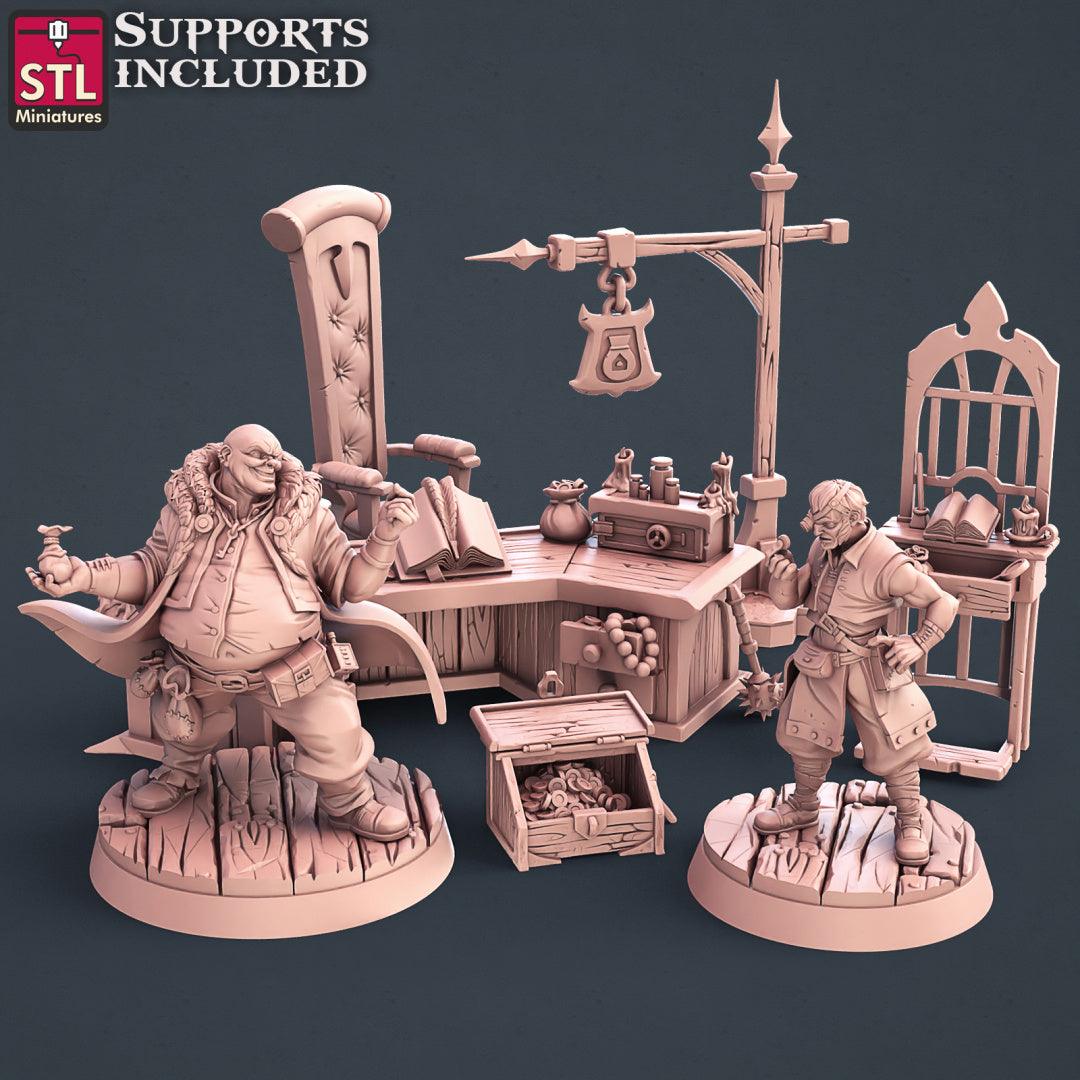 3D Printed STL Miniatures Lender Set Fantasy NPC 2 | 28 - 32mm War Gaming D&D (Online Only)
