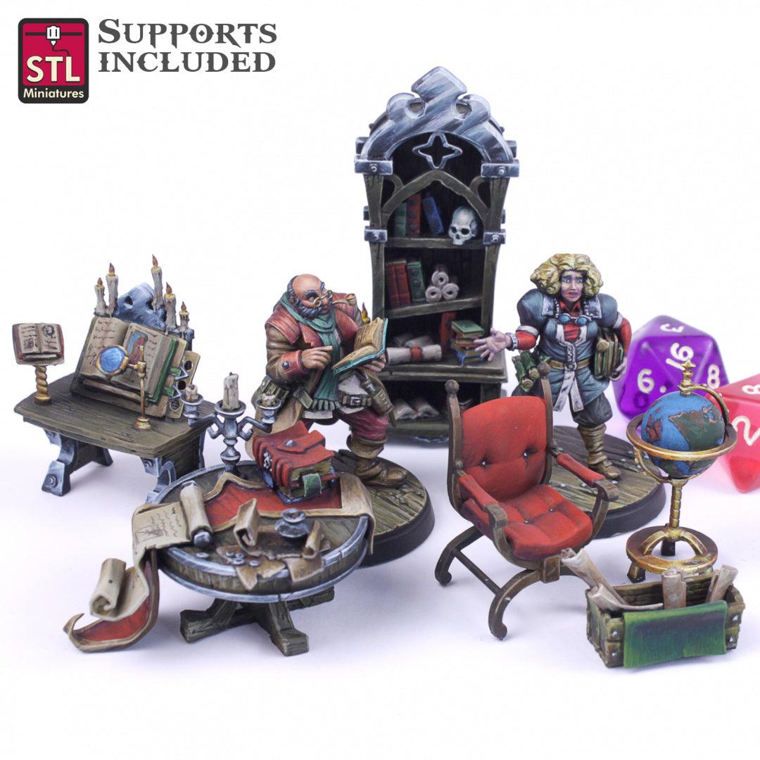 3D Printed STL Miniatures Librarian Set 28mm - 32mm War Gaming D&D (Online Only)