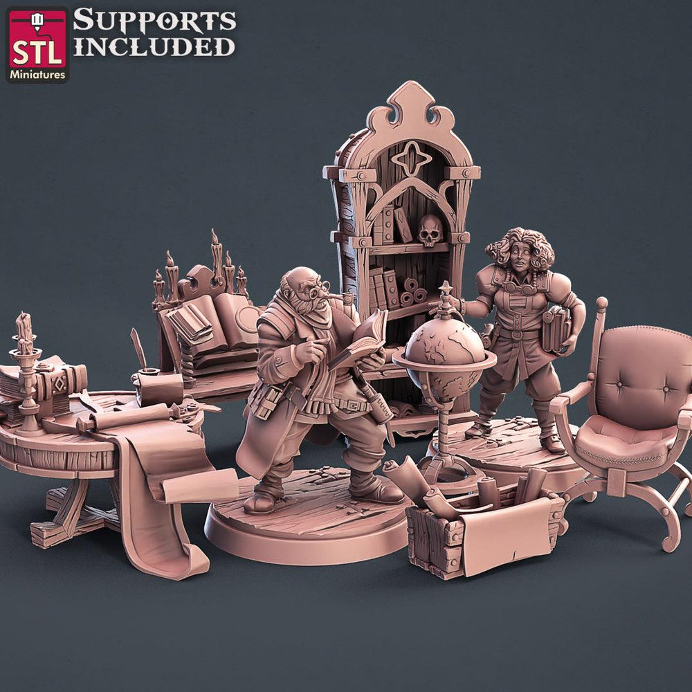 3D Printed STL Miniatures Librarian Set 28mm - 32mm War Gaming D&D (Online Only)