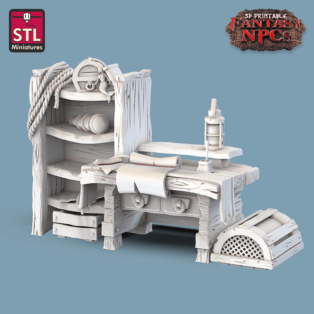 3D Printed STL Miniatures Lighthouse Keeper Set Fantasy NPC 28mm - 32mm War Gaming D&D (Online Only)