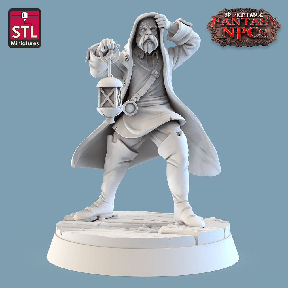 3D Printed STL Miniatures Lighthouse Keeper Set Fantasy NPC 28mm - 32mm War Gaming D&D (Online Only)