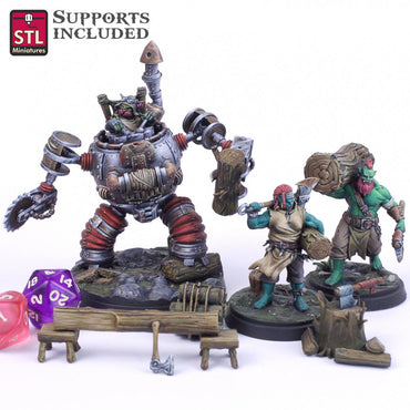 3D Printed STL Miniatures Lumberjack Set 28mm - 32mm War Gaming D&D (Online Only)
