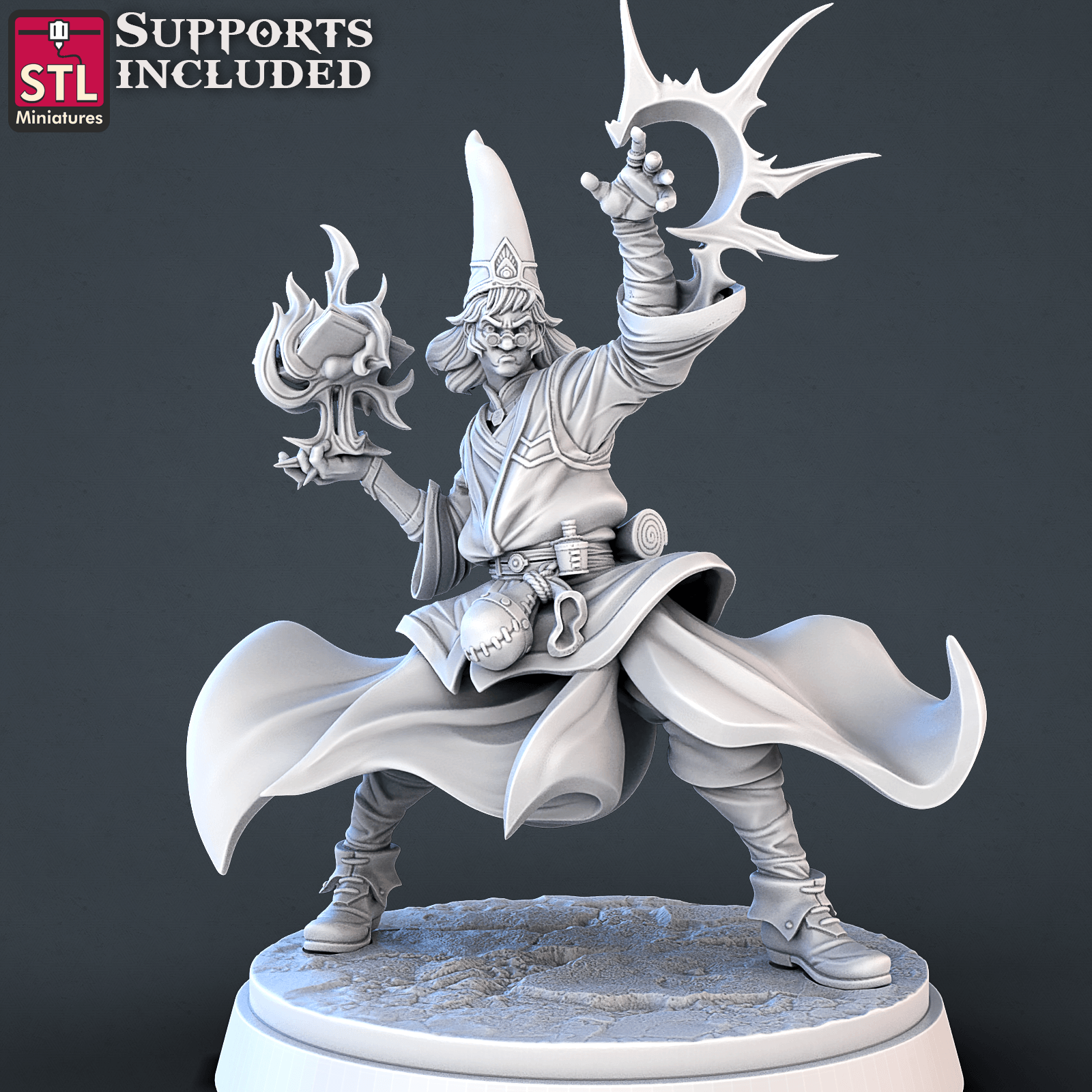3D Printed STL Miniatures Mage DnD Tribute Set 28mm - 32mm War Gaming D&D (Online Only)