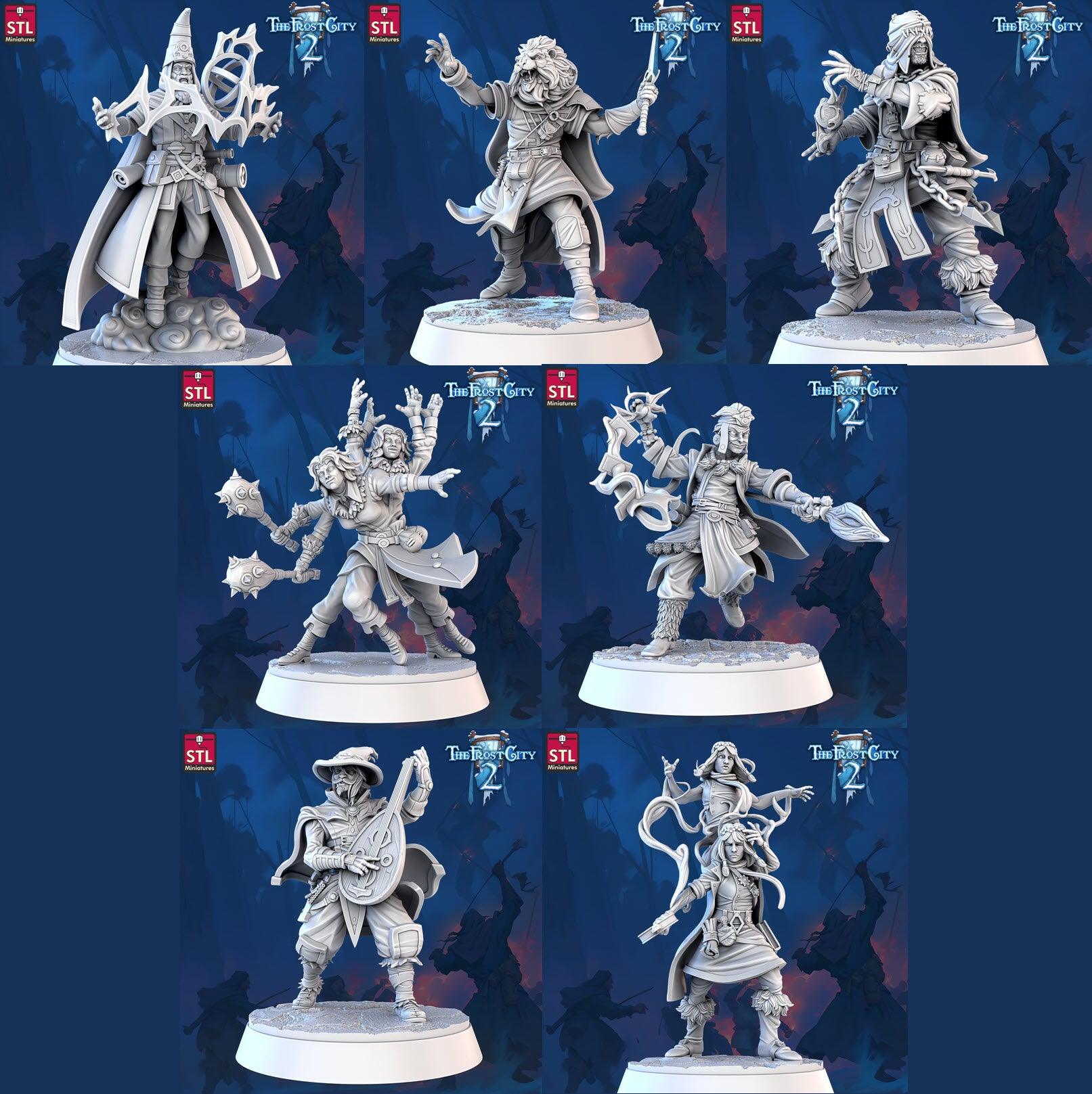3D Printed STL Miniatures Mages The Frost City 2 28 - 32mm War Gaming D&D (Online Only)