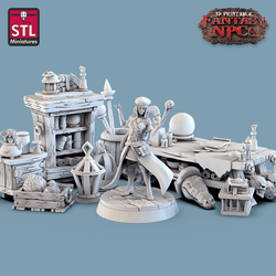 3D Printed STL Miniatures Magic Item Vendor Set Fantasy NPC 28mm - 32mm War Gaming D&D (Online Only)