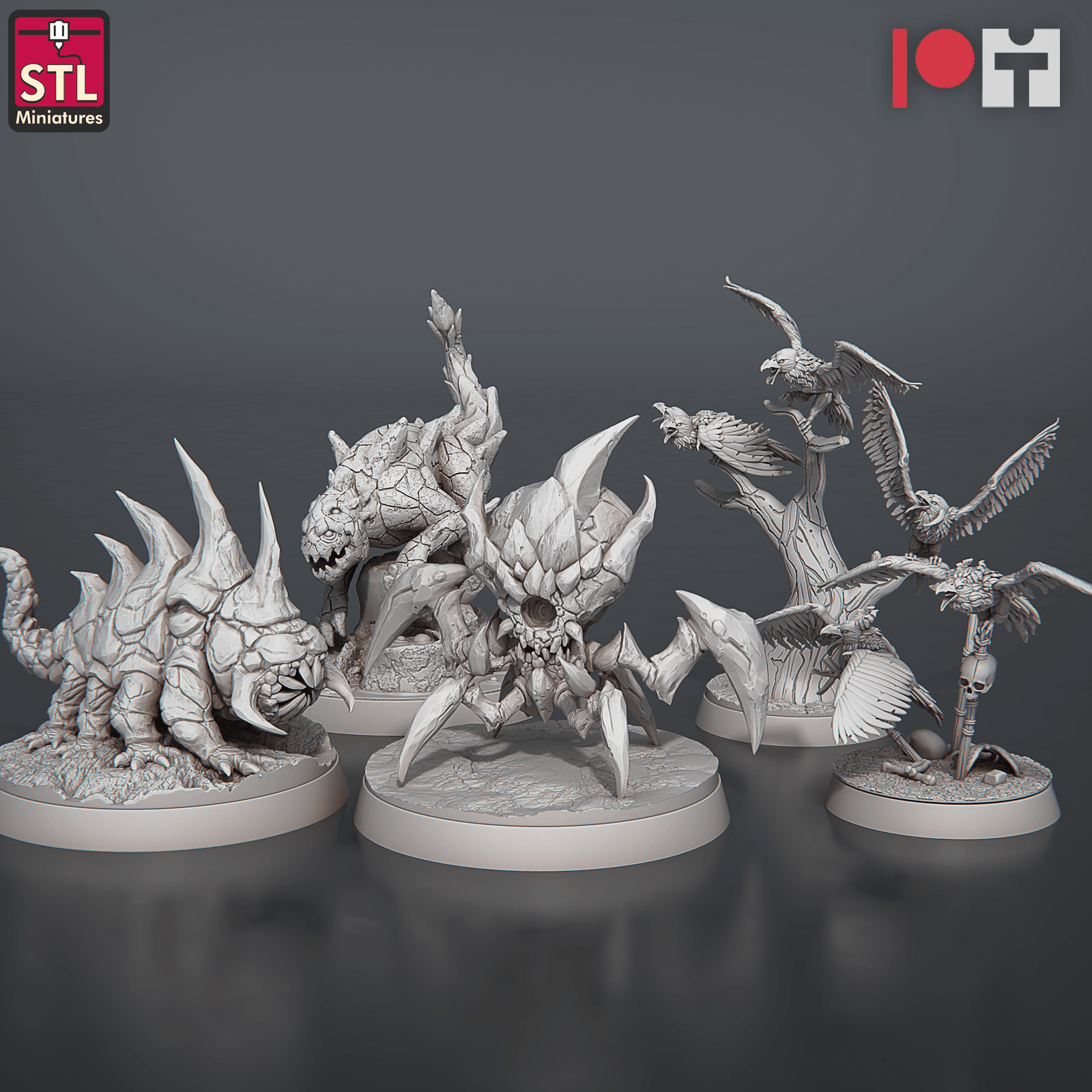 3D Printed STL Miniatures Magmites Hellcrows Set 28 - 32mm War Gaming D&D (Online Only)