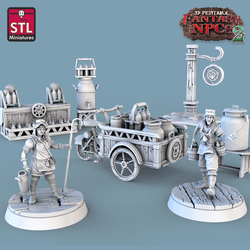 3D Printed STL Miniatures Milk Man Set Fantasy NPC 2 | 28 - 32mm War Gaming D&D (Online Only)