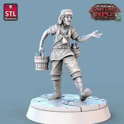 3D Printed STL Miniatures Milk Man Set Fantasy NPC 2 | 28 - 32mm War Gaming D&D (Online Only)
