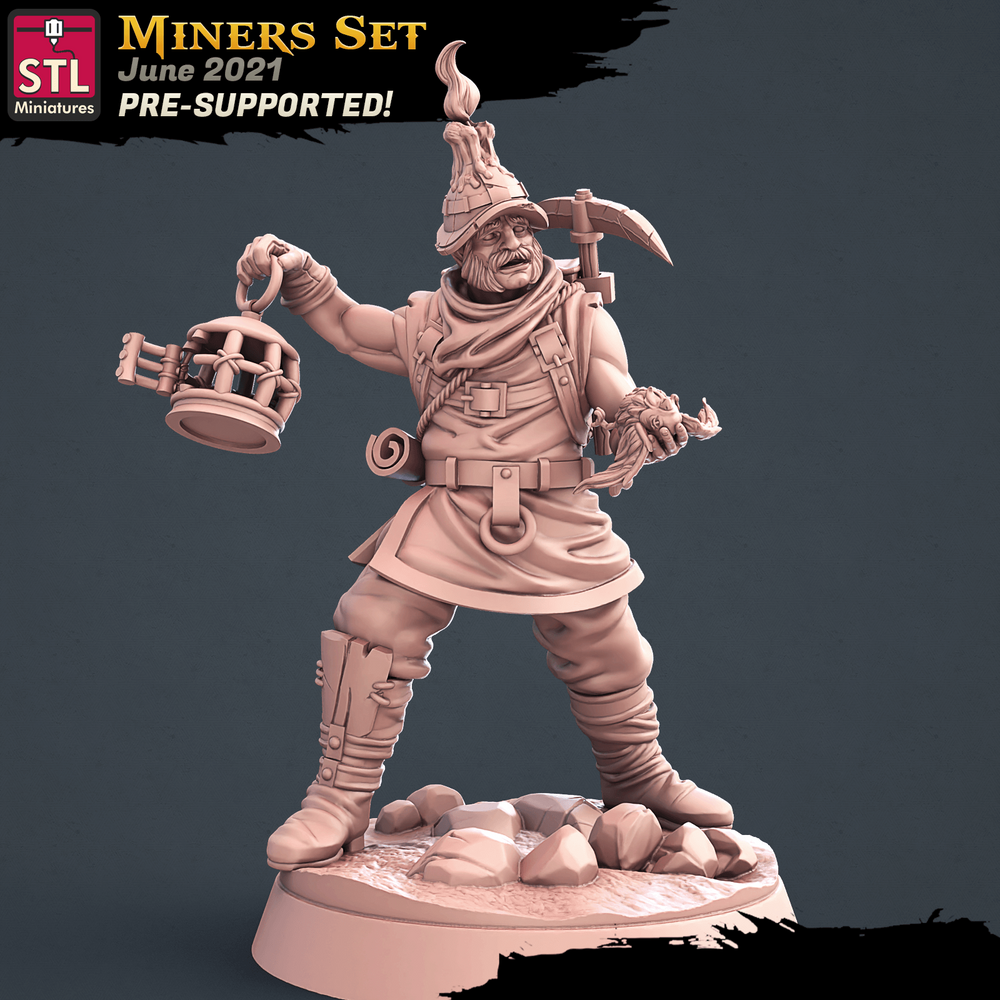 3D Printed STL Miniatures Miners Set 28 - 32mm War Gaming D&D (Online Only)