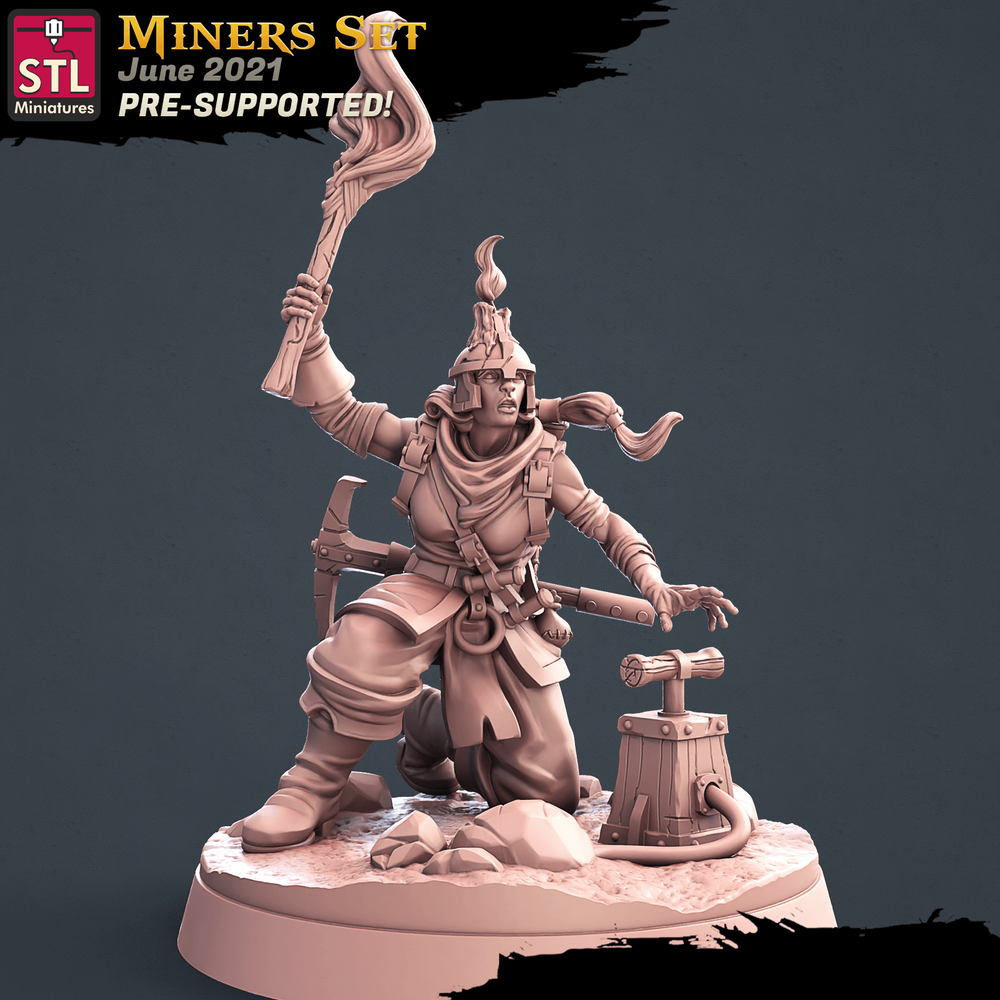 3D Printed STL Miniatures Miners Set 28 - 32mm War Gaming D&D (Online Only)