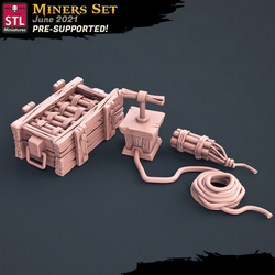 3D Printed STL Miniatures Miners Set 28 - 32mm War Gaming D&D (Online Only)