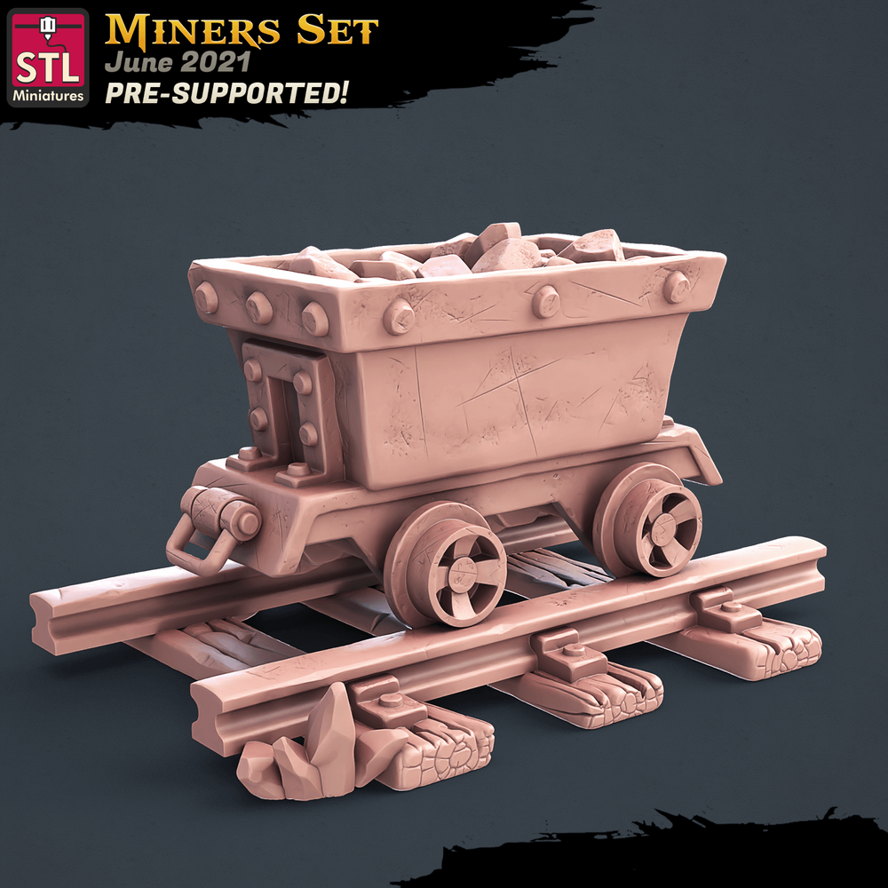 3D Printed STL Miniatures Miners Set 28 - 32mm War Gaming D&D (Online Only)