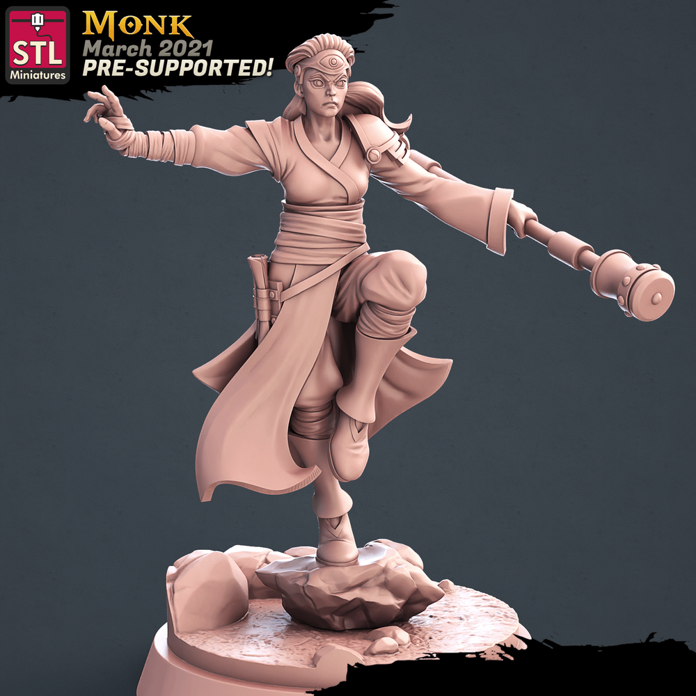 3D Printed STL Miniatures Monk Set 28 - 32mm War Gaming D&D (Online Only)