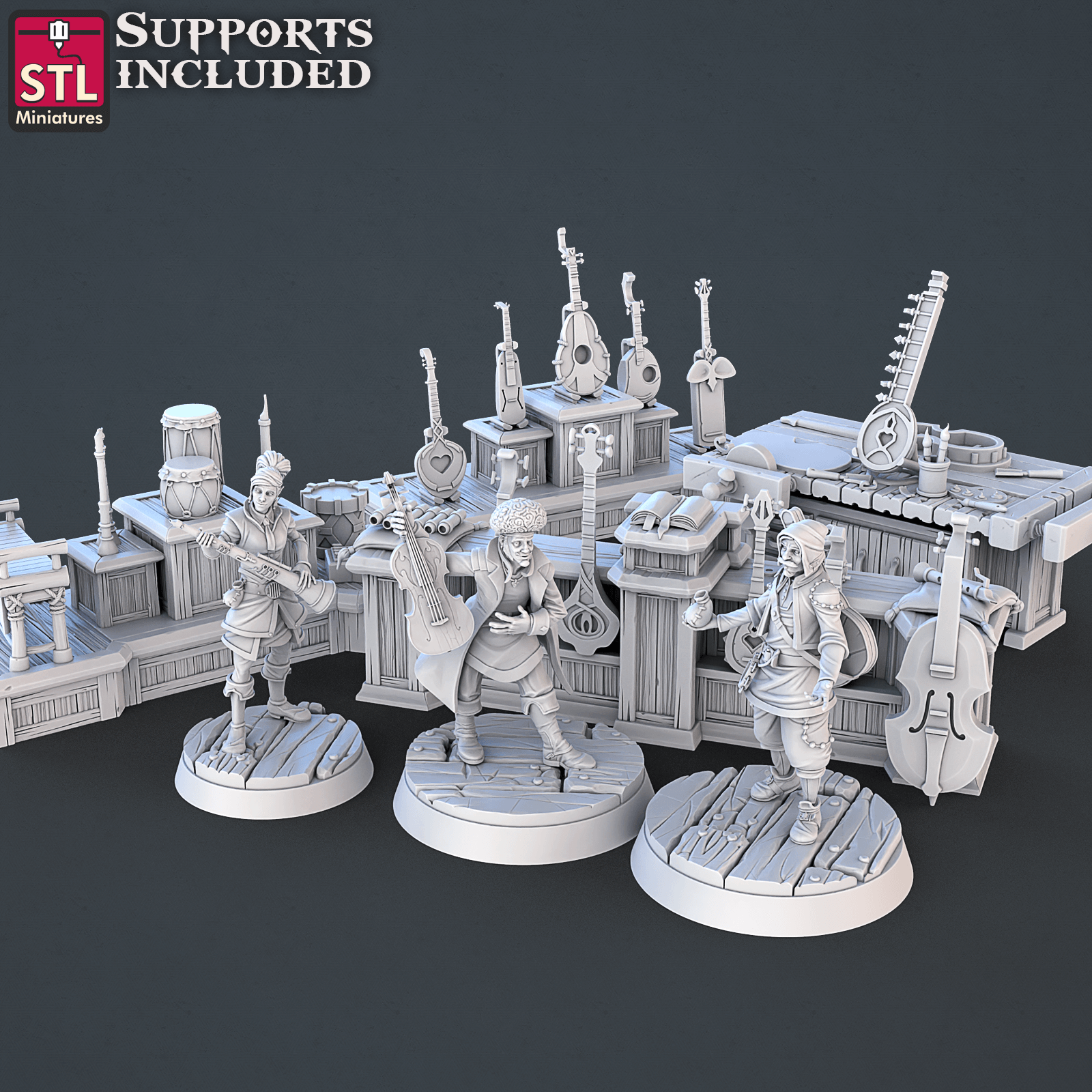 3D Printed STL Miniatures Music Store Set | 28 - 32mm War Gaming D&D (Online Only)