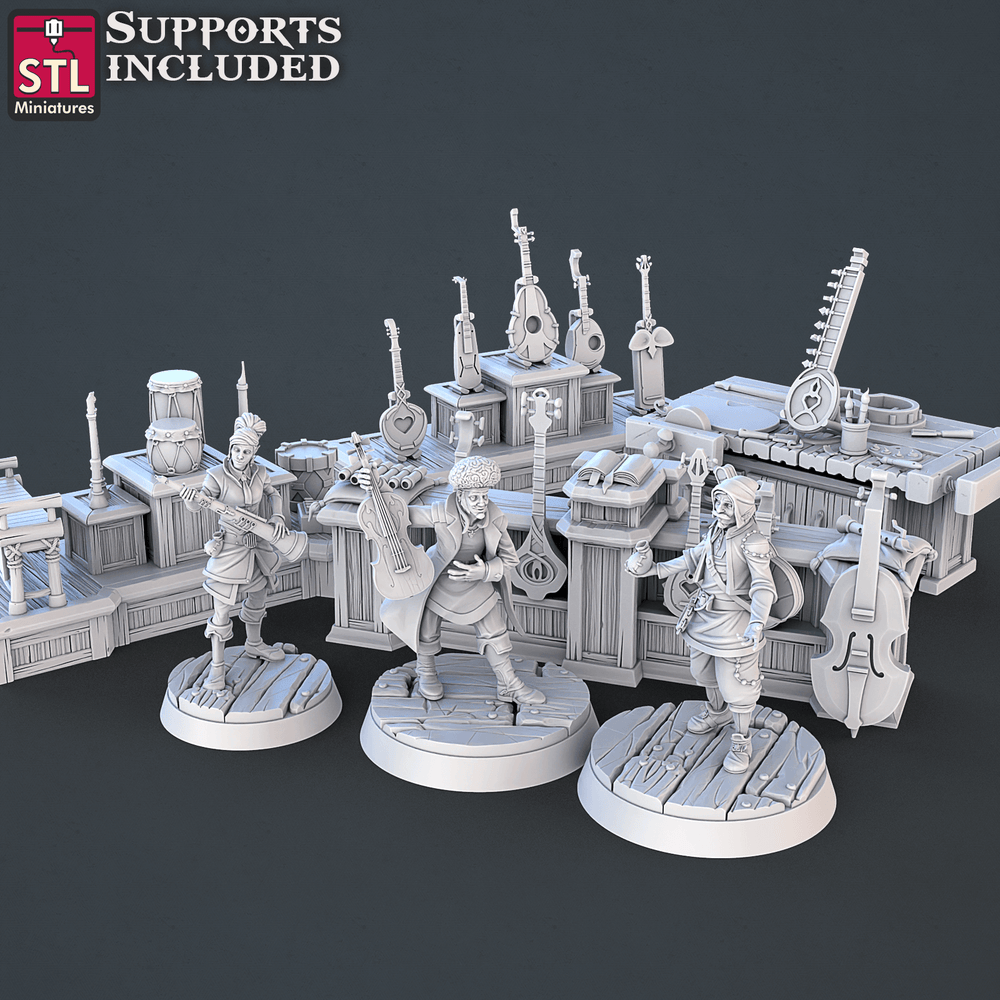 3D Printed STL Miniatures Music Store Set | 28 - 32mm War Gaming D&D (Online Only)