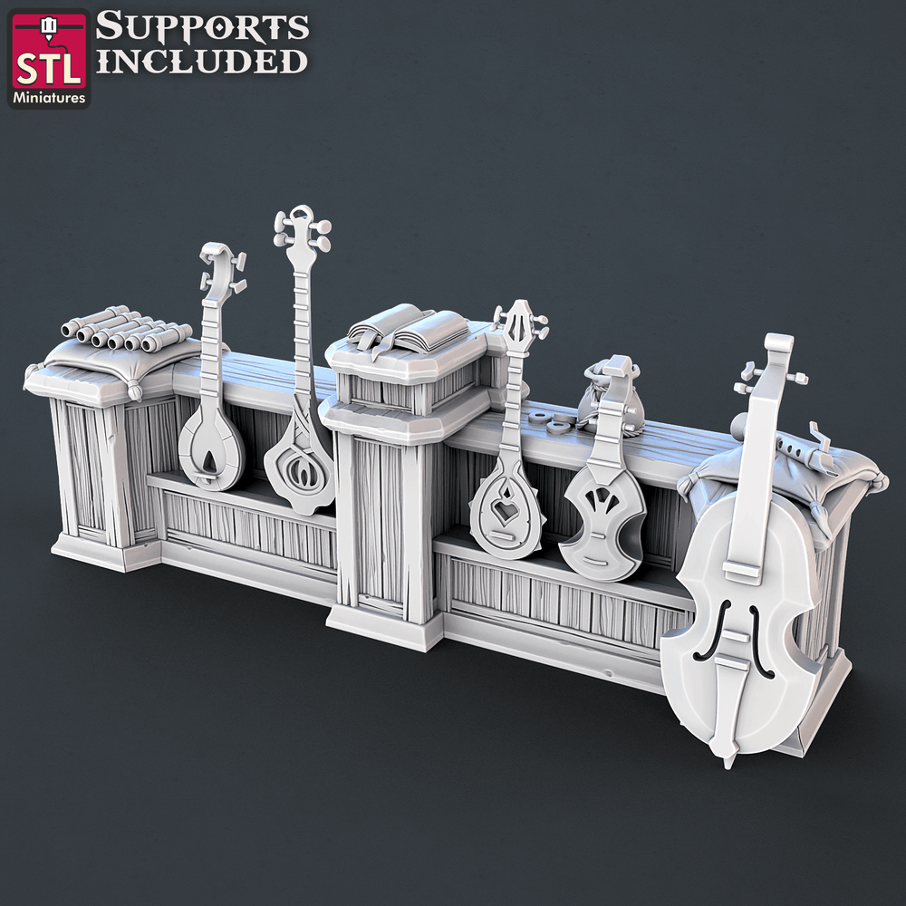 3D Printed STL Miniatures Music Store Set | 28 - 32mm War Gaming D&D (Online Only)
