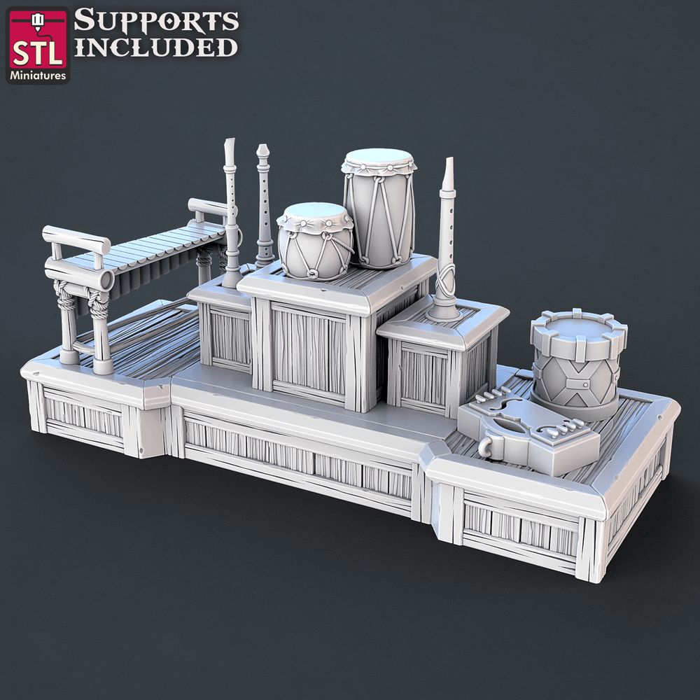 3D Printed STL Miniatures Music Store Set | 28 - 32mm War Gaming D&D (Online Only)