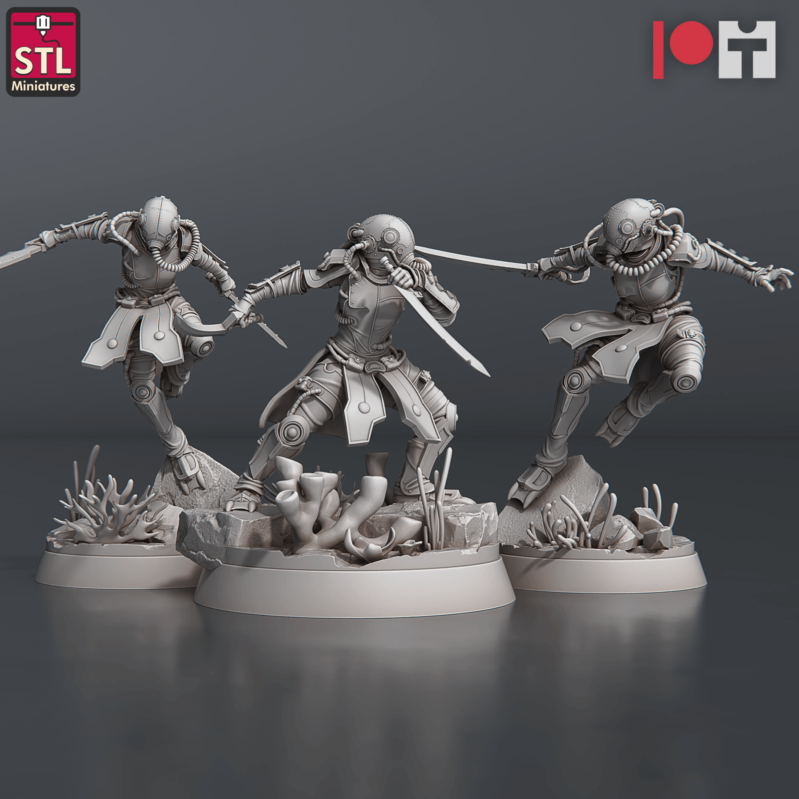3D Printed STL Miniatures NeverDawn Deep Scout Set 28 - 32mm War Gaming D&D (Online Only)