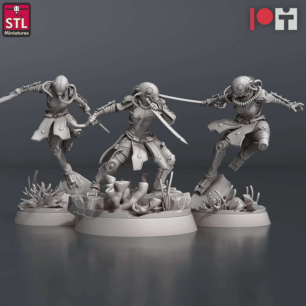 3D Printed STL Miniatures NeverDawn Deep Scout Set 28 - 32mm War Gaming D&D (Online Only)