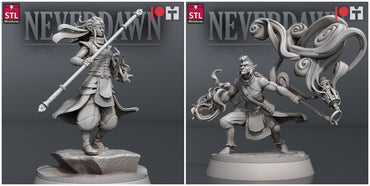 3D Printed STL Miniatures Neverdawn Pyromancers Set 28 - 32mm War Gaming D&D (Online Only)