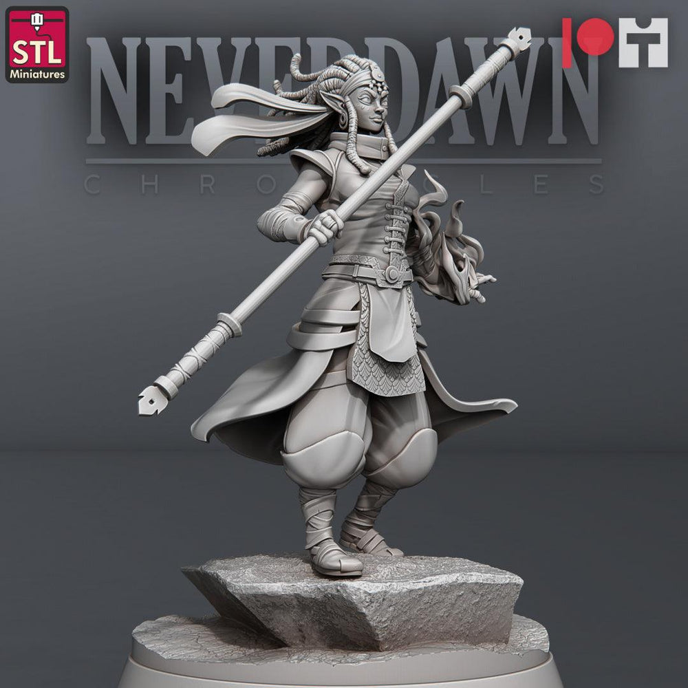 3D Printed STL Miniatures Neverdawn Pyromancers Set 28 - 32mm War Gaming D&D (Online Only)