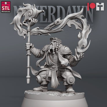 3D Printed STL Miniatures NeverDawn Pyromancers Set 28 - 32mm War Gaming D&D (Online Only)