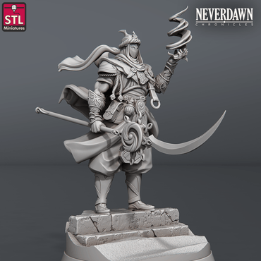 3D Printed STL Miniatures Neverdawn Red Sand Prince 28 - 32mm War Gaming D&D (Online Only)
