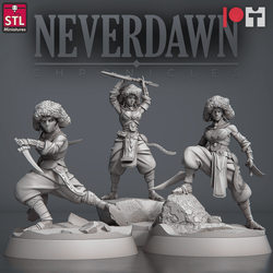 3D Printed STL Miniatures NeverDawn Red Sand Sand Maidens Set 28 - 32mm War Gaming D&D (Online Only)