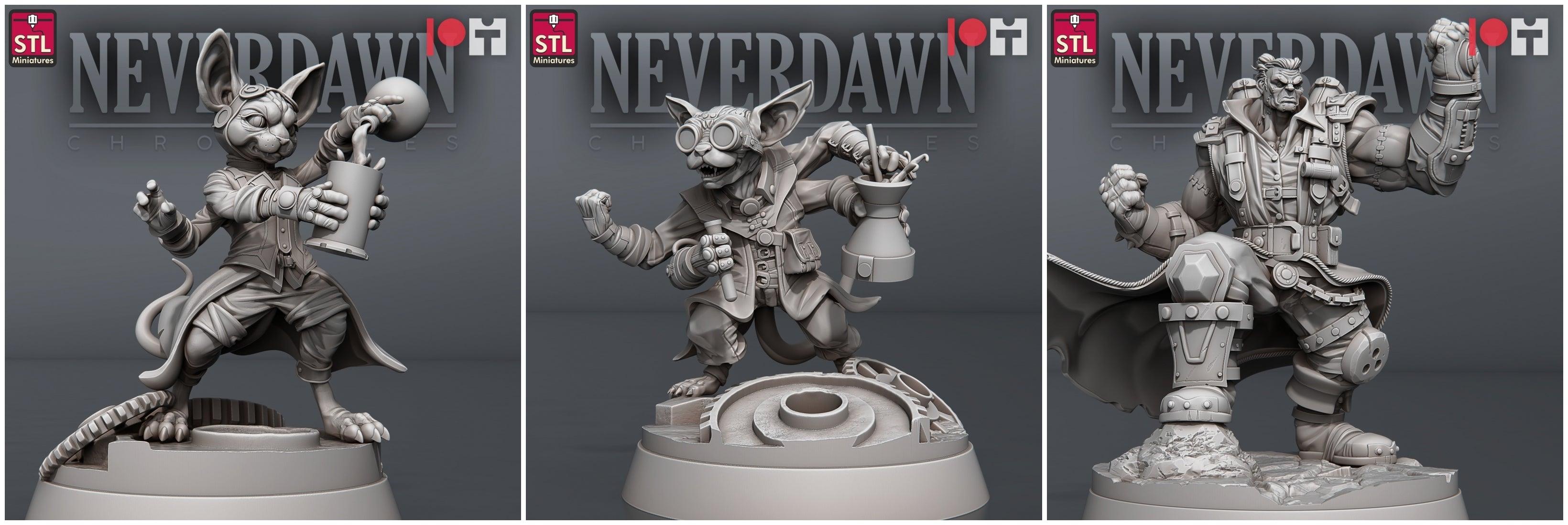 3D Printed STL Miniatures Neverdawn Stein Gang 28 - 32mm War Gaming D&D (Online Only)