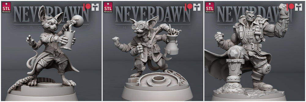 3D Printed STL Miniatures Neverdawn Stein Gang 28 - 32mm War Gaming D&D (Online Only)