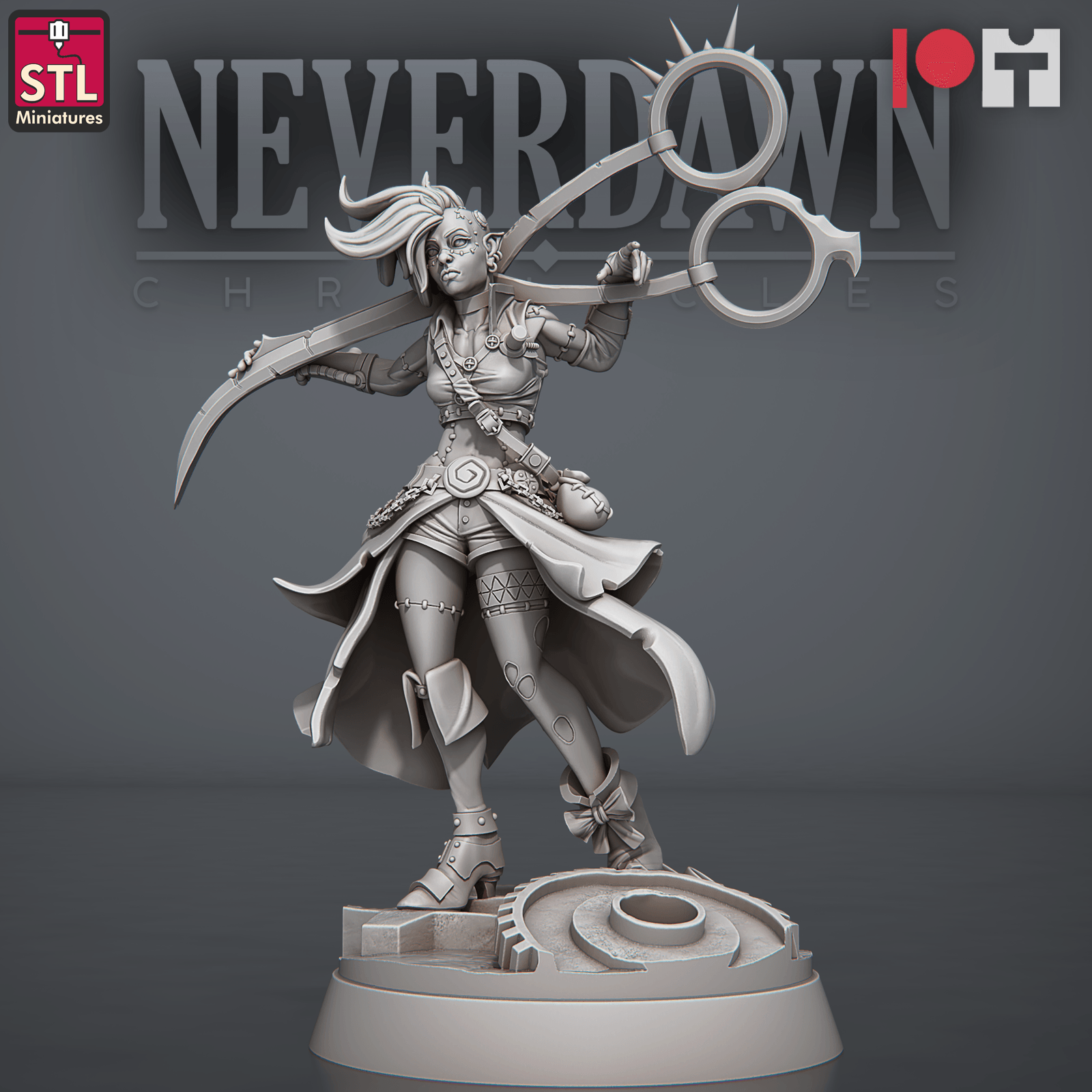 3D Printed STL Miniatures NeverDawn Stein Gang Selene the Fourth 28 - 32mm War Gaming D&D (Online Only)
