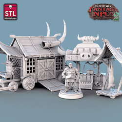 3D Printed STL Miniatures Orc Burcher Set Fantasy NPC 2 | 28 - 32mm War Gaming D&D (Online Only)