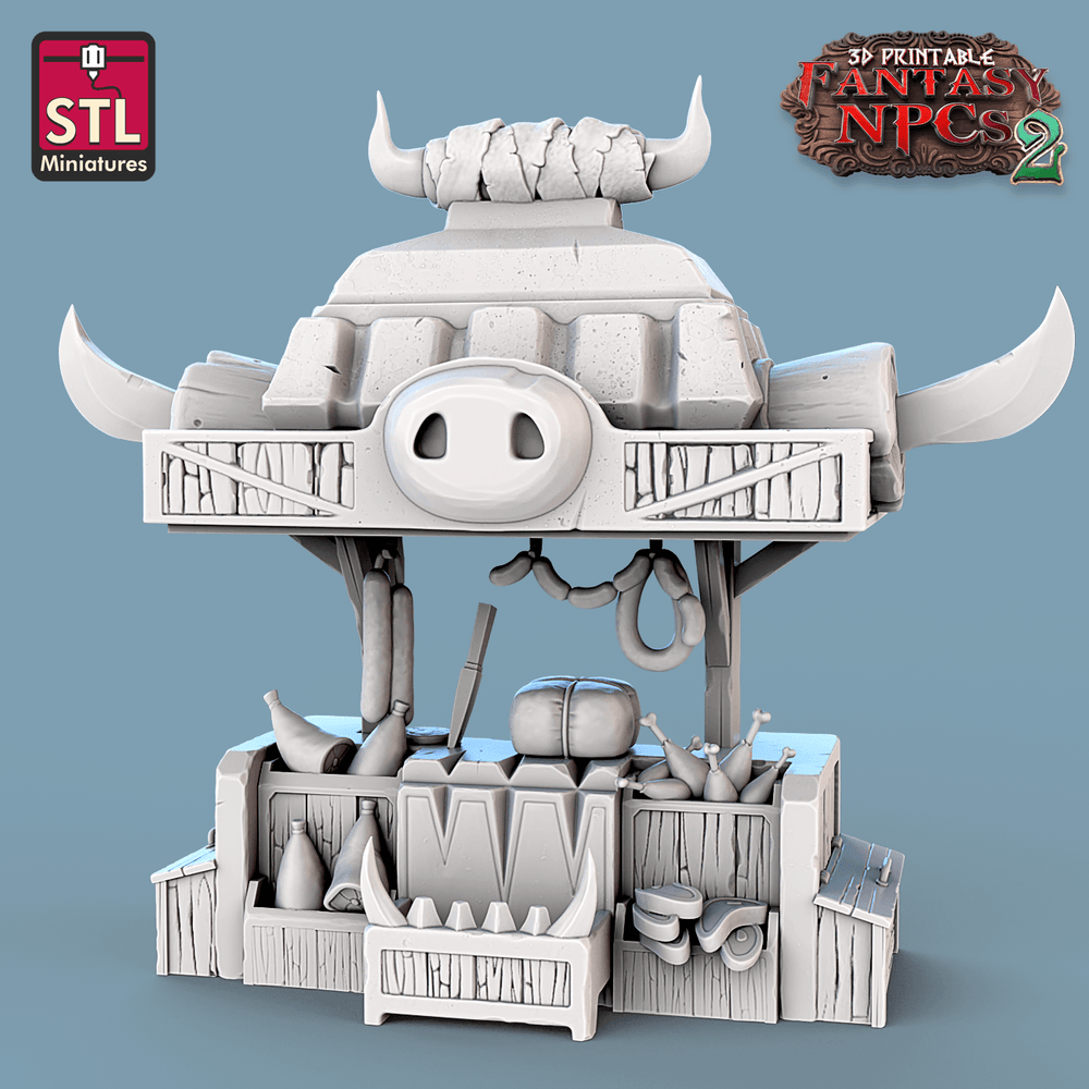 3D Printed STL Miniatures Orc Burcher Set Fantasy NPC 2 | 28 - 32mm War Gaming D&D (Online Only)