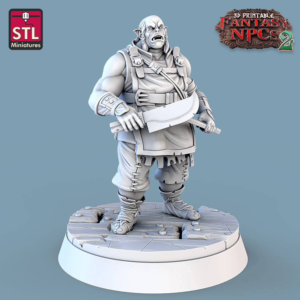 3D Printed STL Miniatures Orc Burcher Set Fantasy NPC 2 | 28 - 32mm War Gaming D&D (Online Only)