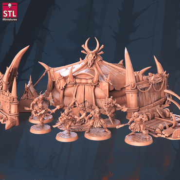 3D Printed STL Miniatures Orc Camp Set 28 - 32mm War Gaming D&D (Online Only)