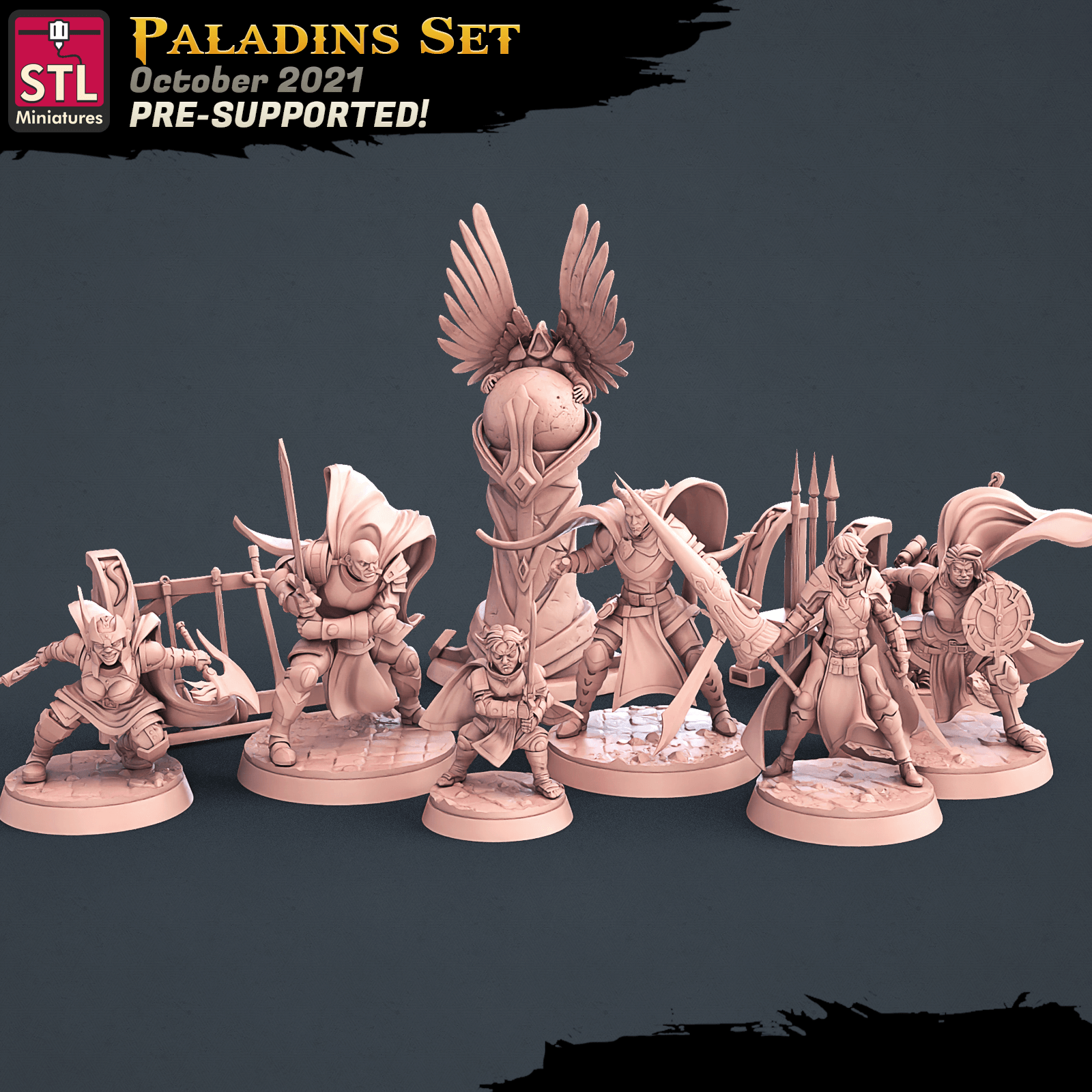 3D Printed STL Miniatures Paladin Set 28 - 32mm War Gaming D&D (Online Only)