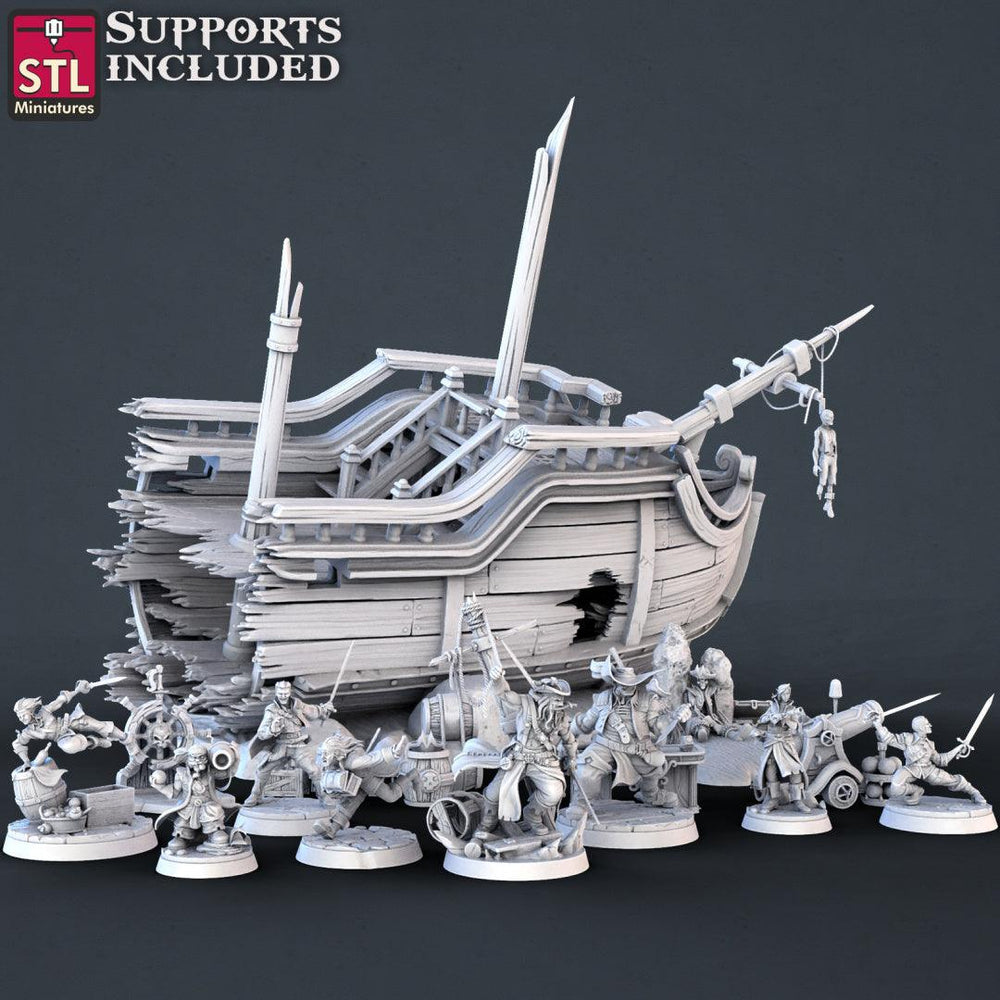 3D Printed STL Miniatures Pirate Set 28 - 32mm War Gaming D&D (Online Only)