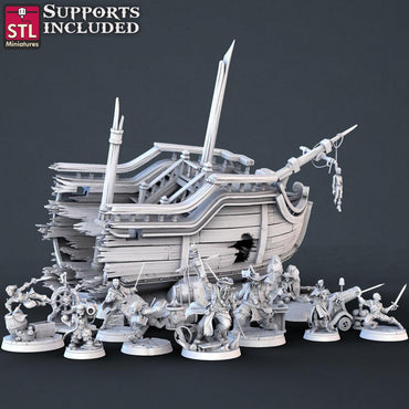 3D Printed STL Miniatures Pirate Set 28 - 32mm War Gaming D&D (Online Only)