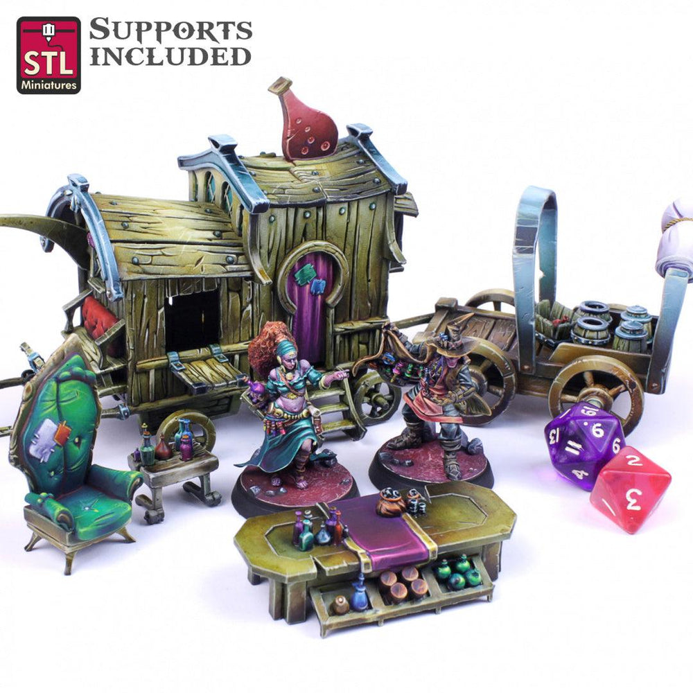 3D Printed STL Miniatures Potion Vendor Set 28mm - 32mm War Gaming D&D (Online Only)