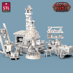 3D Printed STL Miniatures Potter Set Fantasy NPC 28mm - 32mm War Gaming D&D (Online Only)