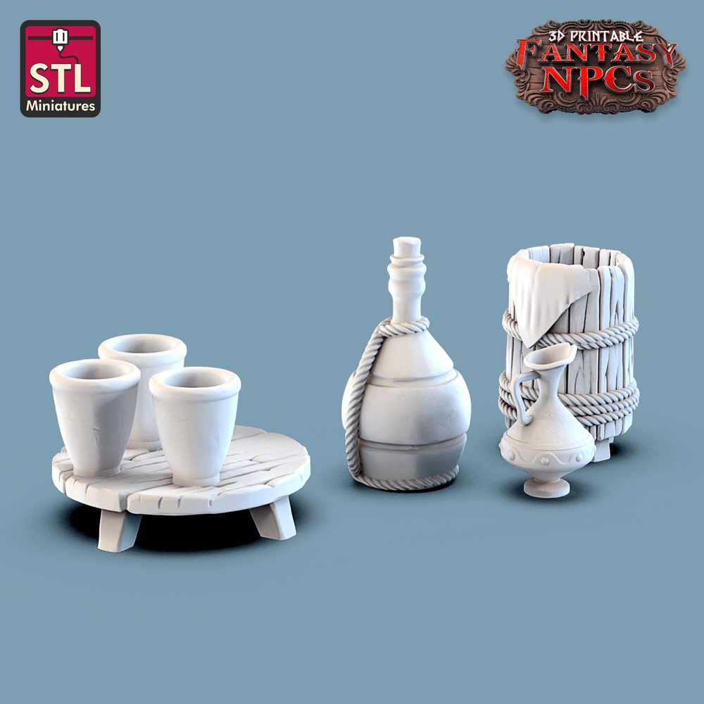 3D Printed STL Miniatures Potter Set Fantasy NPC 28mm - 32mm War Gaming D&D (Online Only)