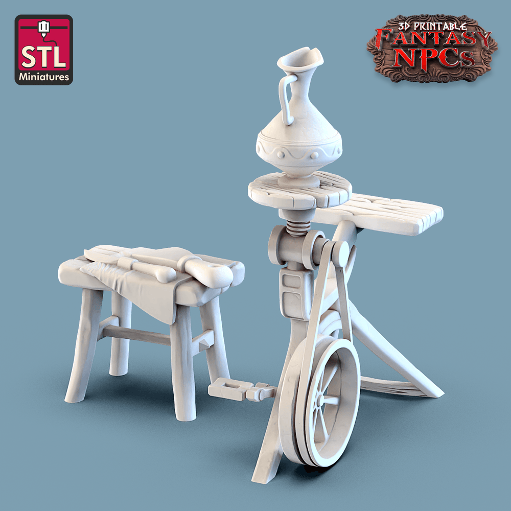 3D Printed STL Miniatures Potter Set Fantasy NPC 28mm - 32mm War Gaming D&D (Online Only)